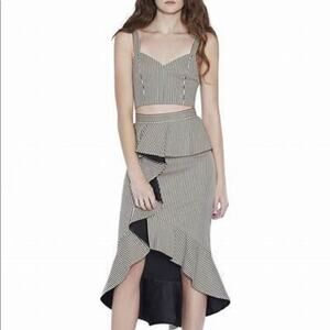 Alice + Olivia Cristi Top Alessandra Skirt Matching Set Natural Black Stripe 6